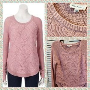 Floral lace raglan sweater